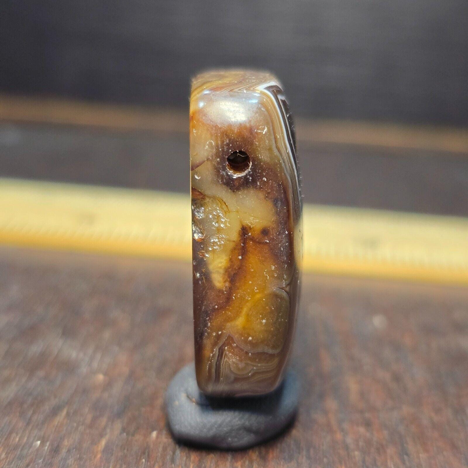 Antique rare tibetan himalayan crystal eye agate bead pendant