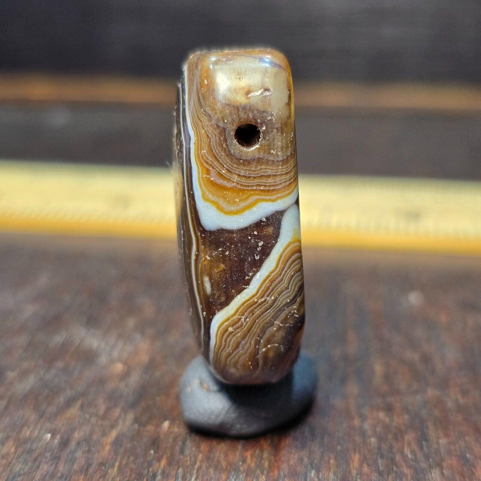 Antique rare tibetan himalayan crystal eye agate bead pendant