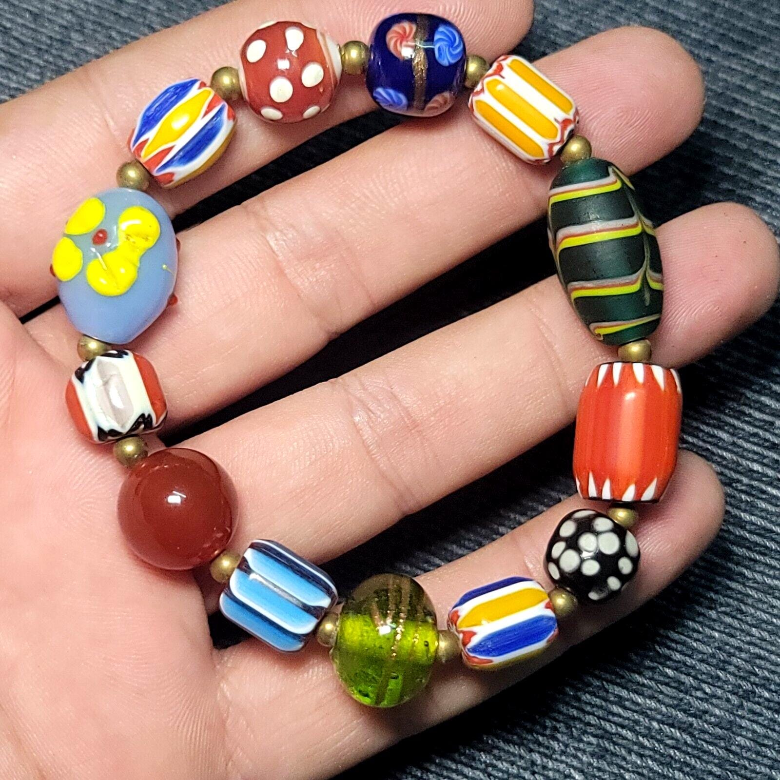 Vintage african venetian style glass beads bracelet #br6Gift