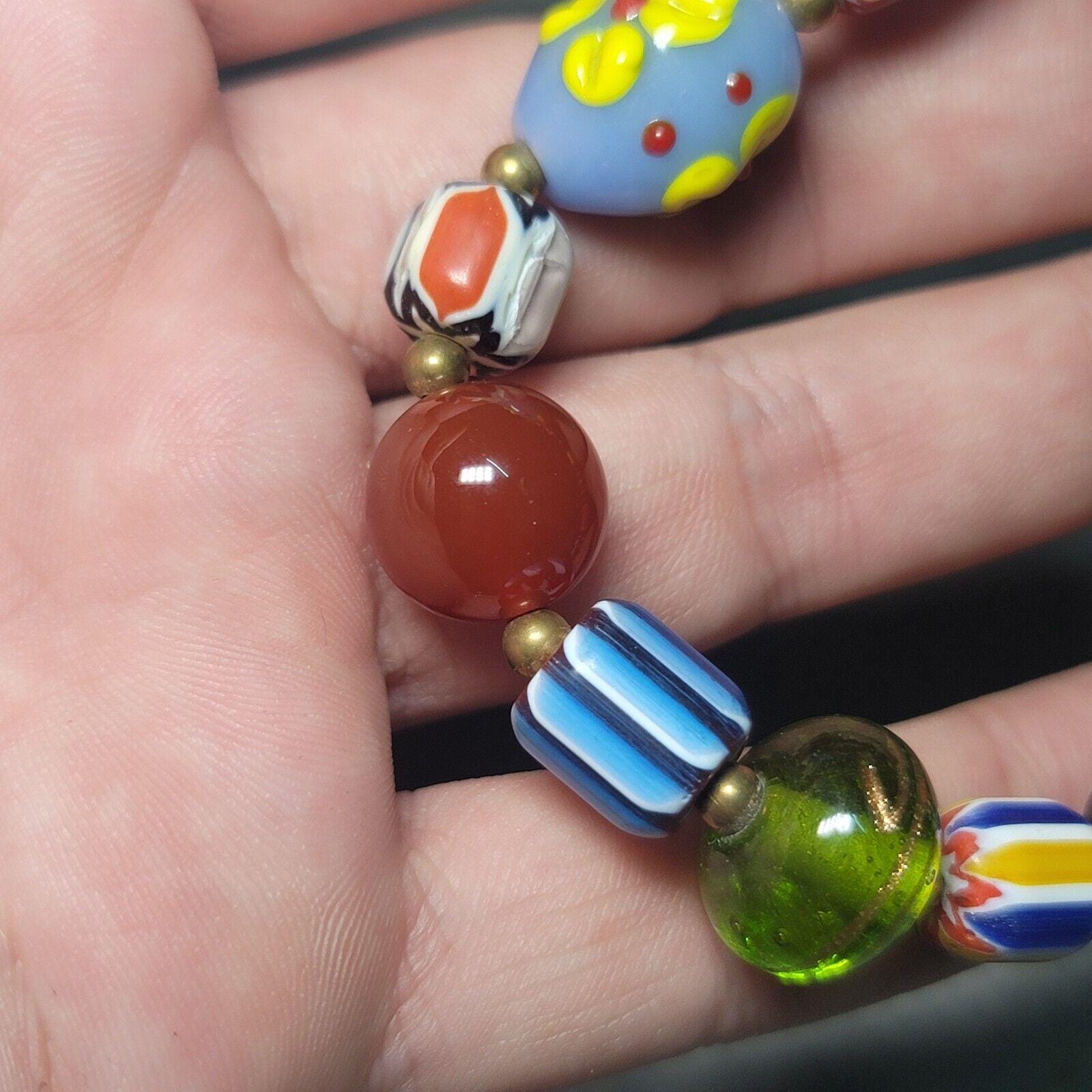 Vintage african venetian style glass beads bracelet #br6Gift