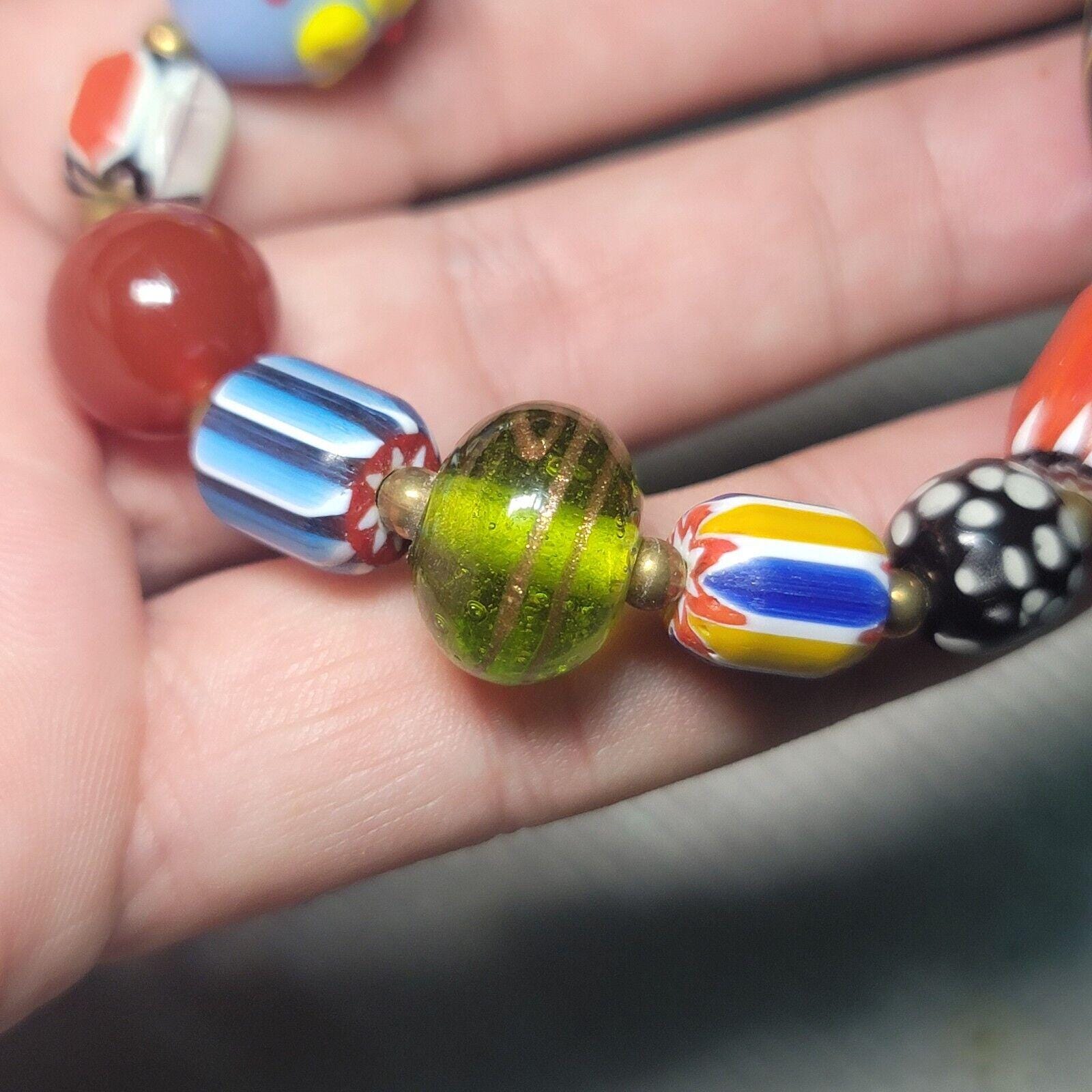 Vintage african venetian style glass beads bracelet #br6Gift
