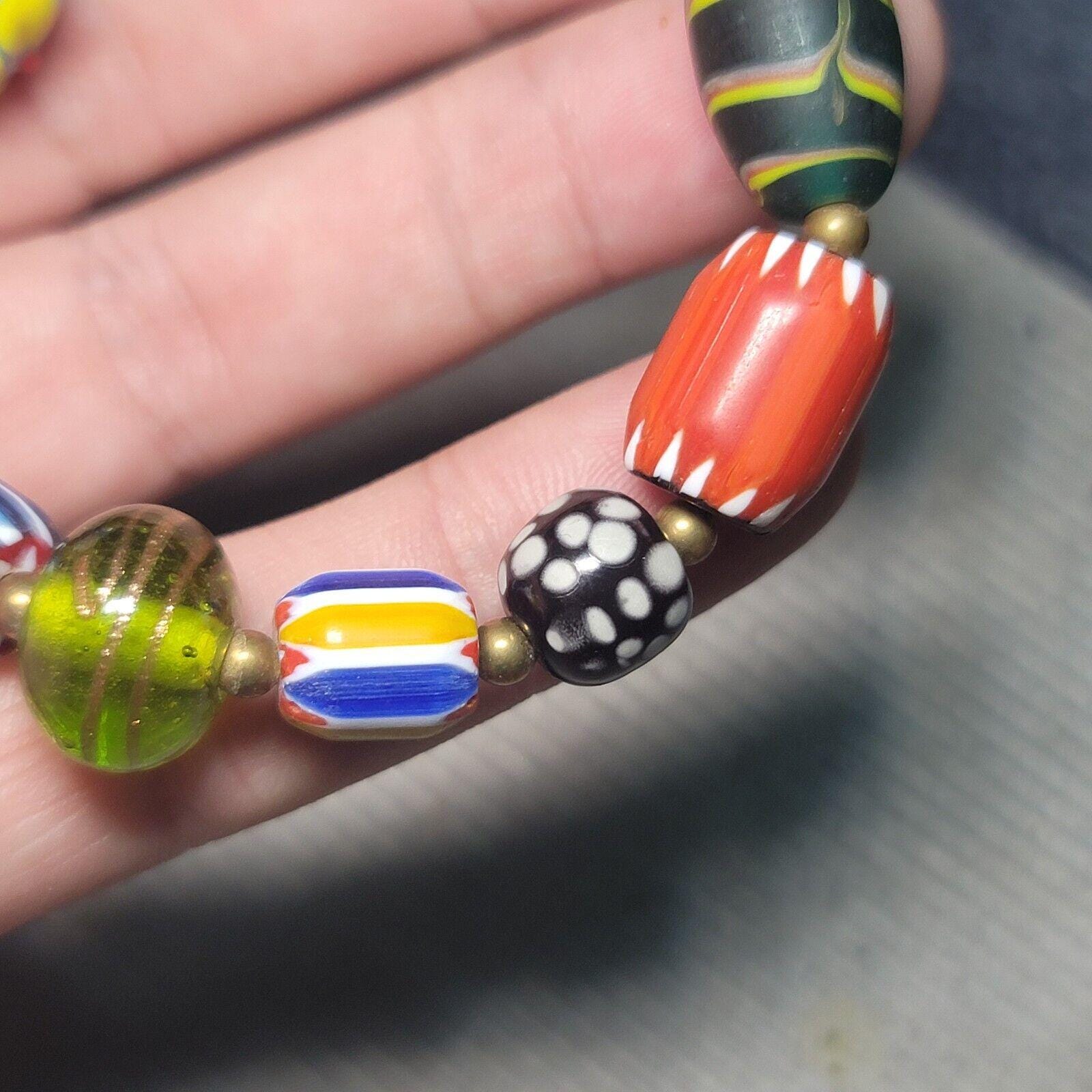 Vintage african venetian style glass beads bracelet #br6Gift