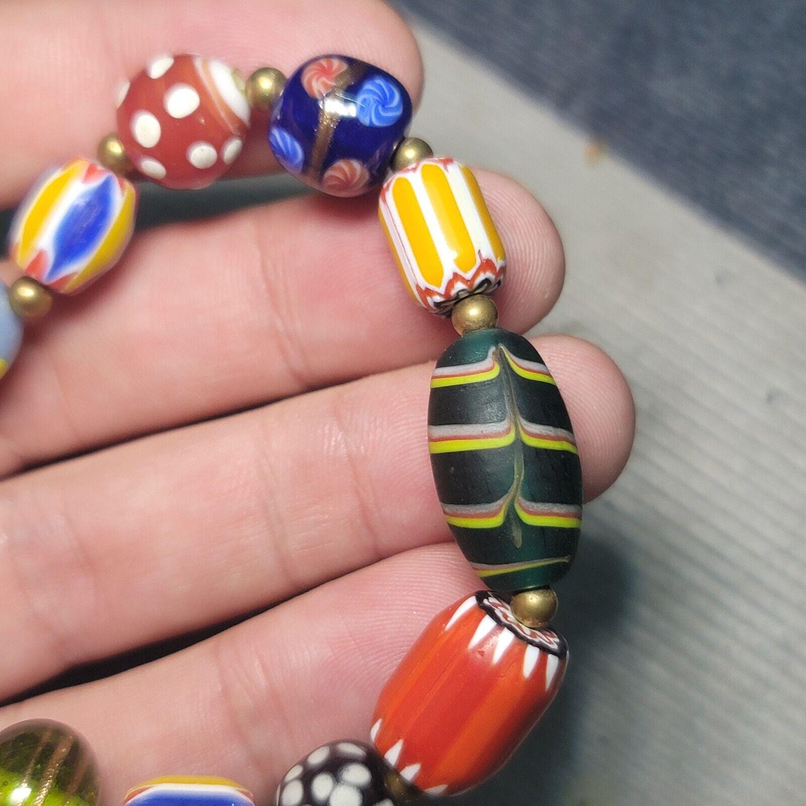 Vintage african venetian style glass beads bracelet #br6Gift