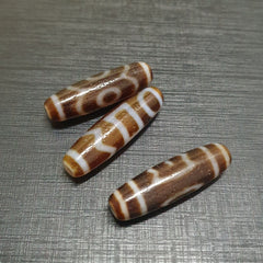 Lot 3 vintage tibetan unique pattern eyes agate stone dzi bead amulet