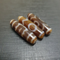 Lot 3 vintage tibetan unique pattern eyes agate stone dzi bead amulet