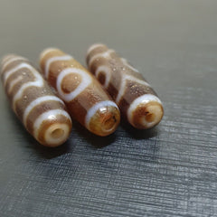 Lot 3 vintage tibetan unique pattern eyes agate stone dzi bead amulet