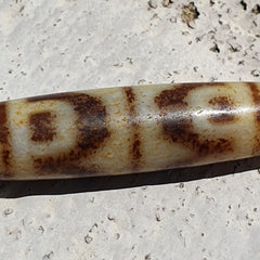 T36- himalayan tibetan dzi 6 eyes triple lines spiritual amulet mala bead