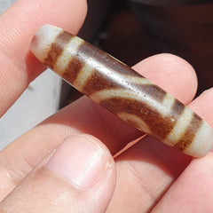 Himalayan tibetan dzi 2 eyes triple line spiritual amulet mala bead