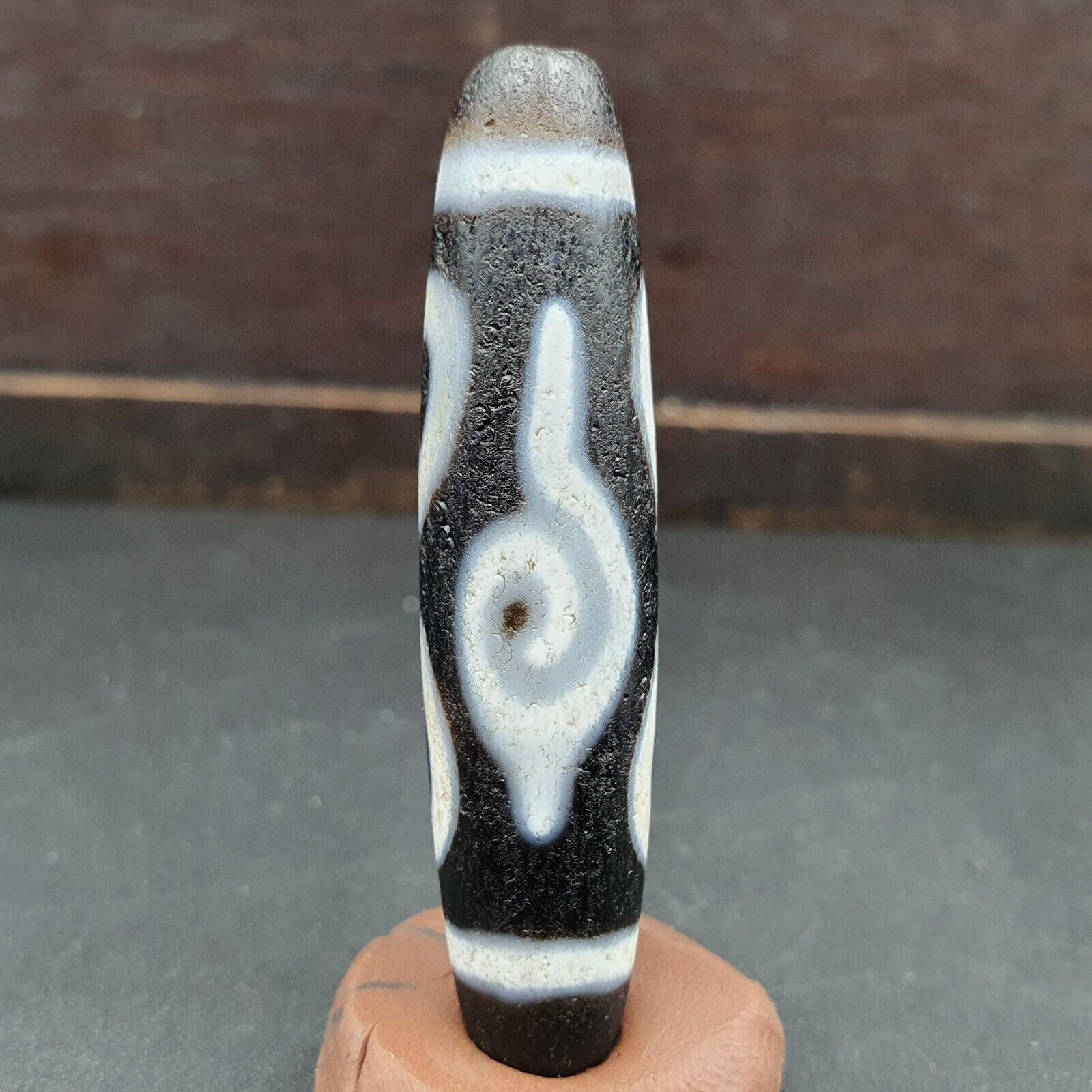 Tibetan 4 eyes antique dzi bead old amulet agate rare pattern tibet gzi pendant