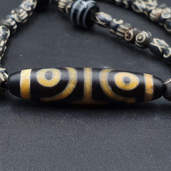 Vintage antique agate 4 eye bead tibet himalayan dzi pendant necklace