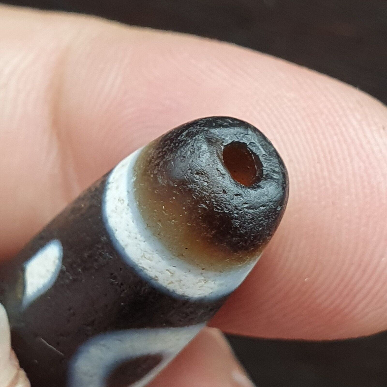 Tibetan 4 eyes antique dzi bead old amulet agate rare pattern tibet gzi pendant