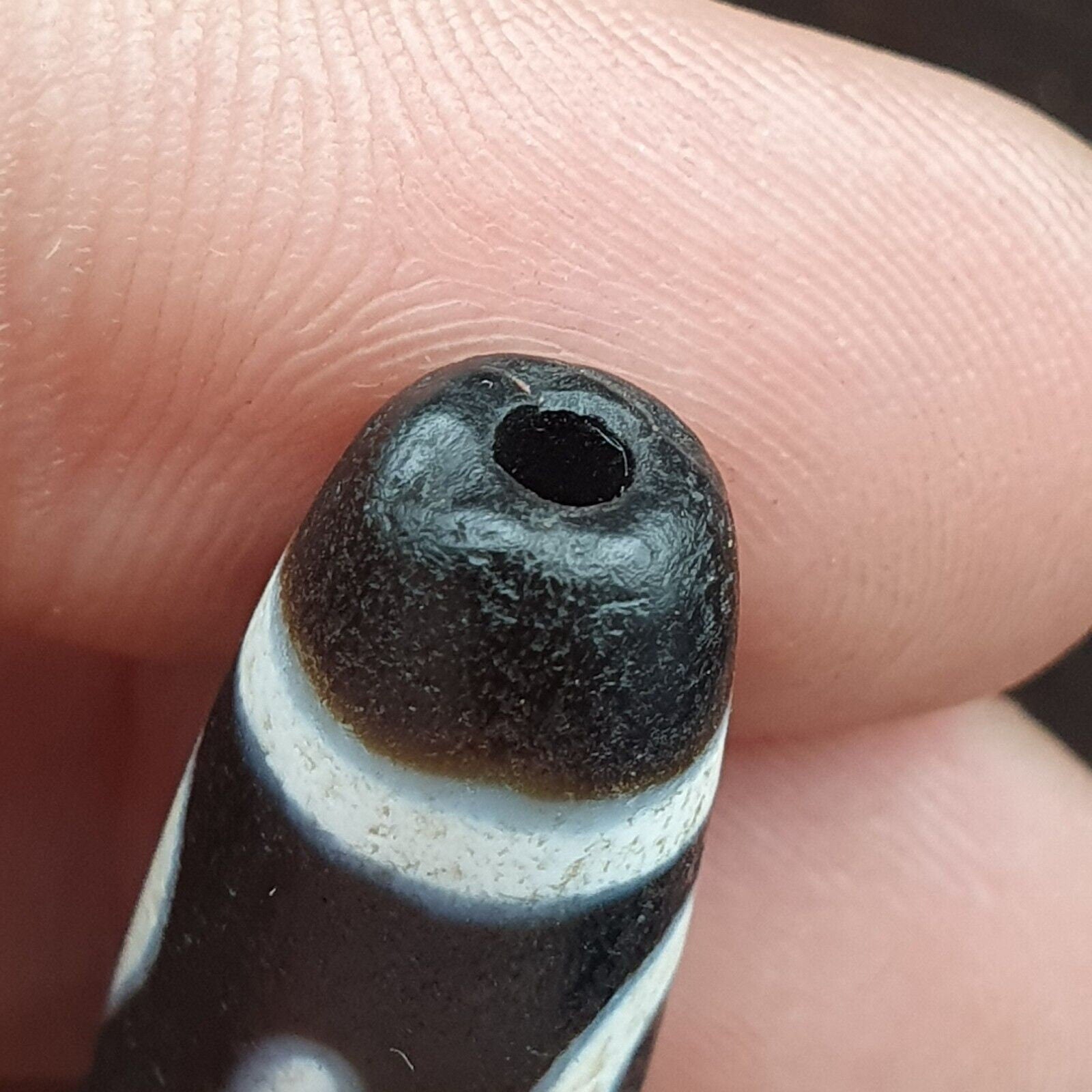 Tibetan 4 eyes antique dzi bead old amulet agate rare pattern tibet gzi pendant