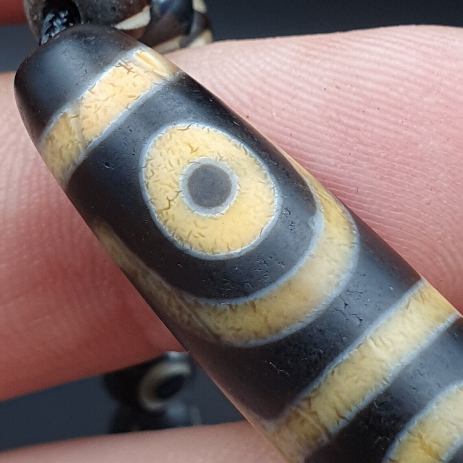 Vintage antique agate 4 eye bead tibet himalayan dzi pendant necklace