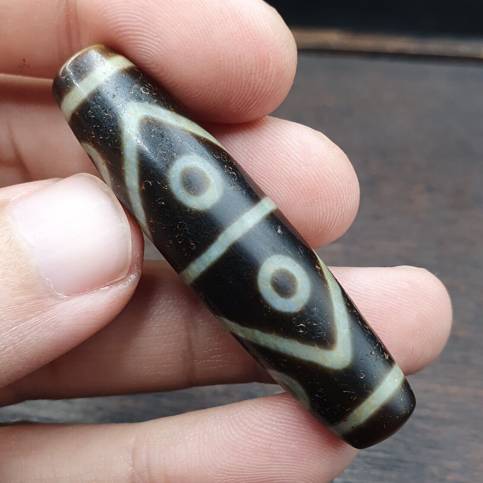 Himalayan tibetan 8 eyes agate dzi bead amulet smooth skin bead otb-29f2