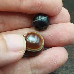 Antique tibetan agate bead natural eyes patterns agate no holes lot 2 pcs