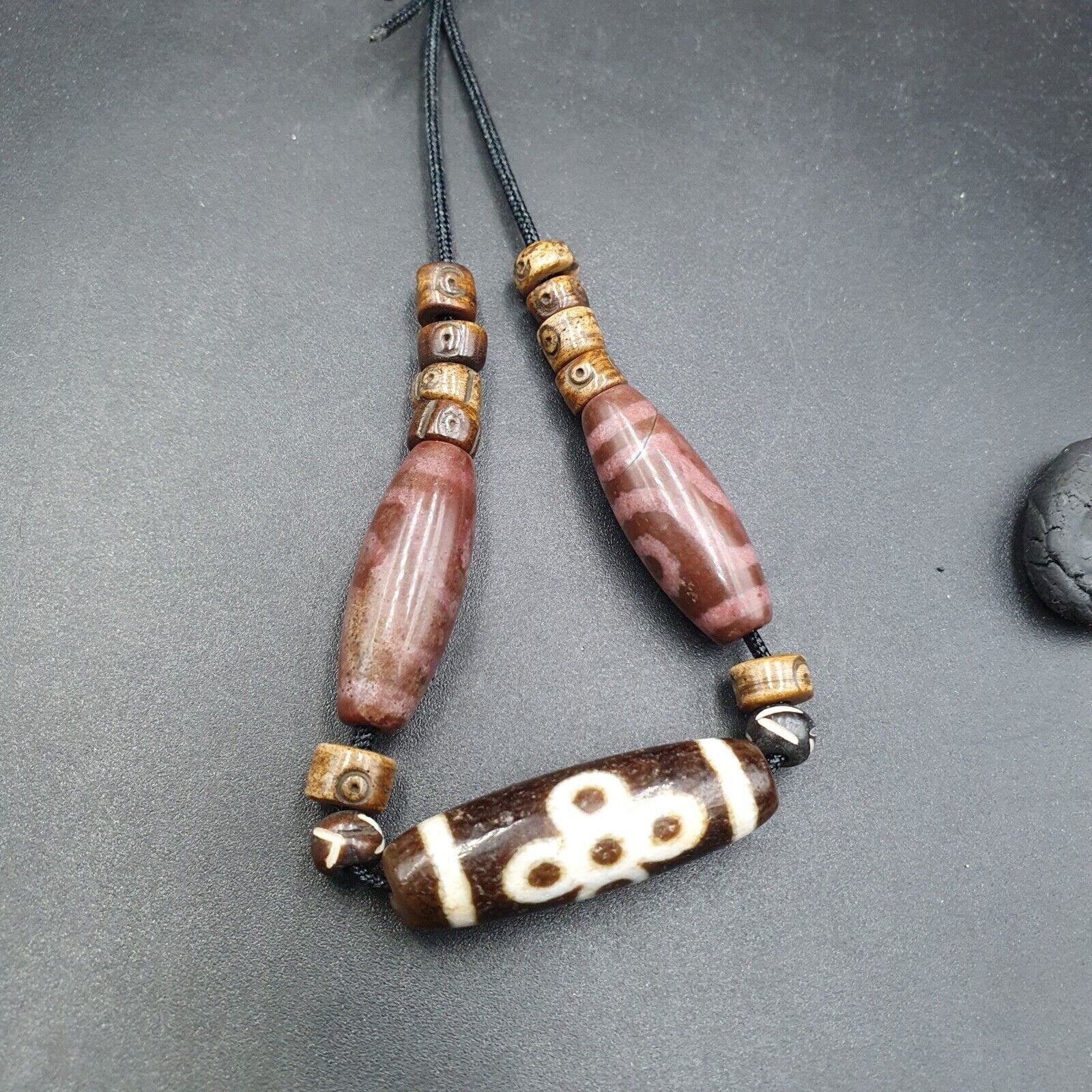 Power beads lot indo tibetan himalayan flower 5 eyes agate bead amulet dzi