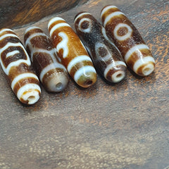 Lot 5 tibetan unique patterns eyes agate stone dzi bead amulet l5p