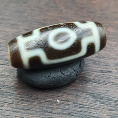 Tibetan Agate Dzi Bead Amulet: Two-Eye Protection