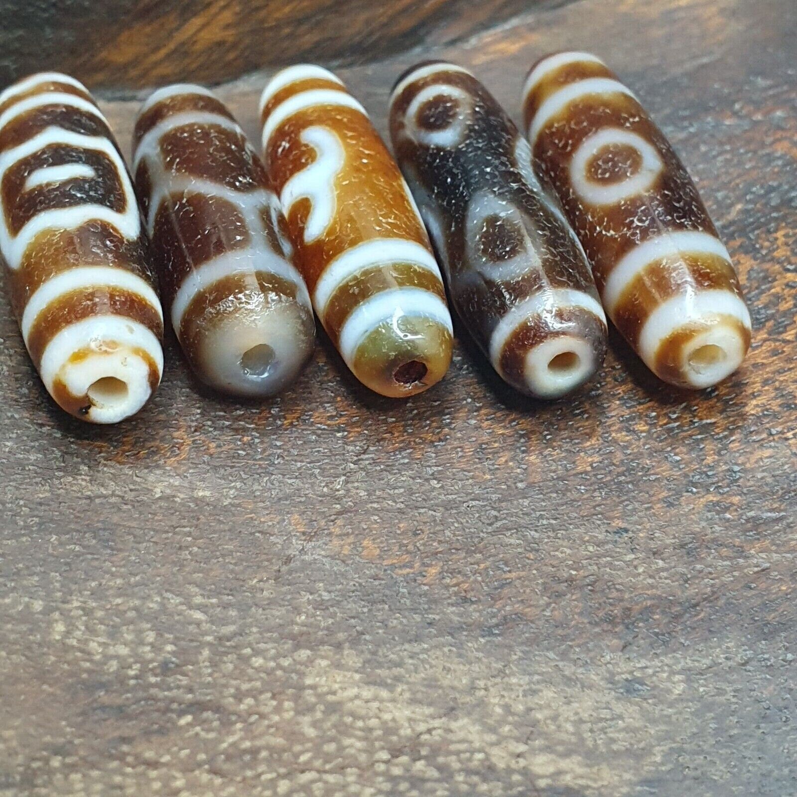 Lot 5 tibetan unique patterns eyes agate stone dzi bead amulet l5p