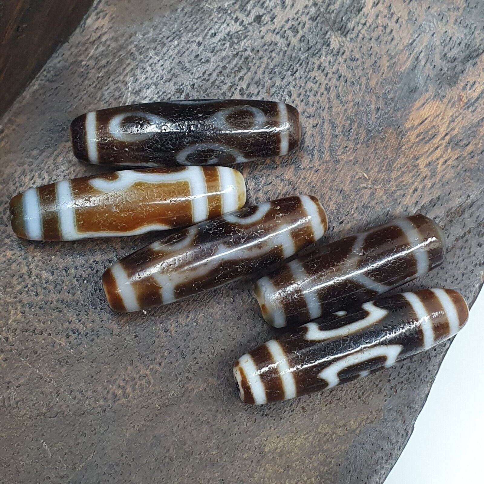 Lot 5 tibetan unique patterns eyes agate stone dzi bead amulet l5p