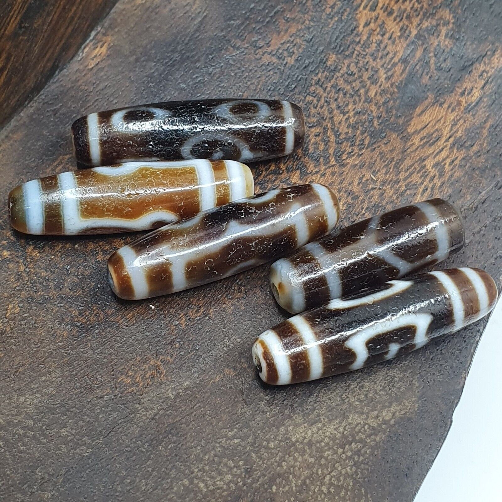 Lot 5 tibetan unique patterns eyes agate stone dzi bead amulet l5p