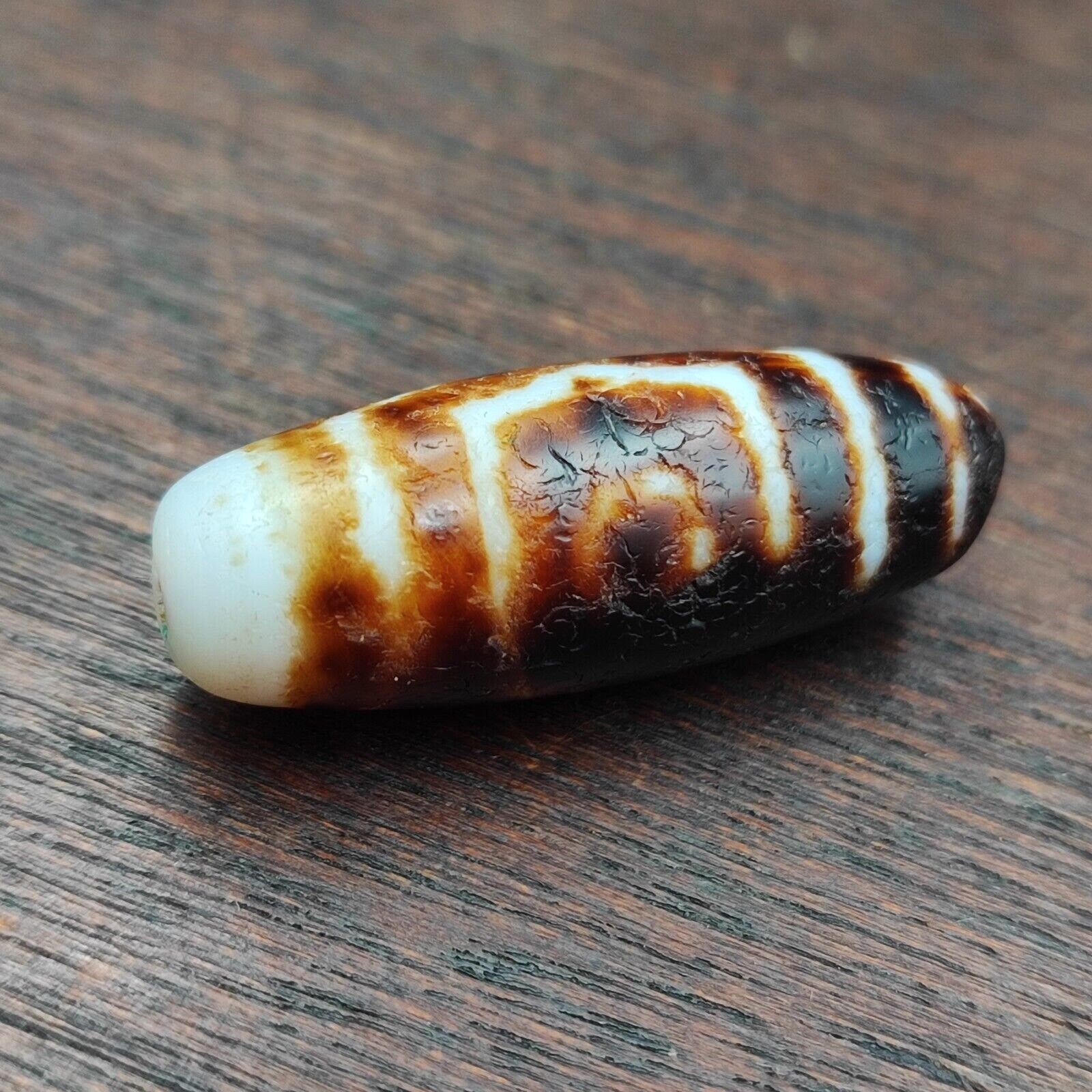 Rusted antique himalayan indo tibetan white agate dzi bead amulet  #3-5