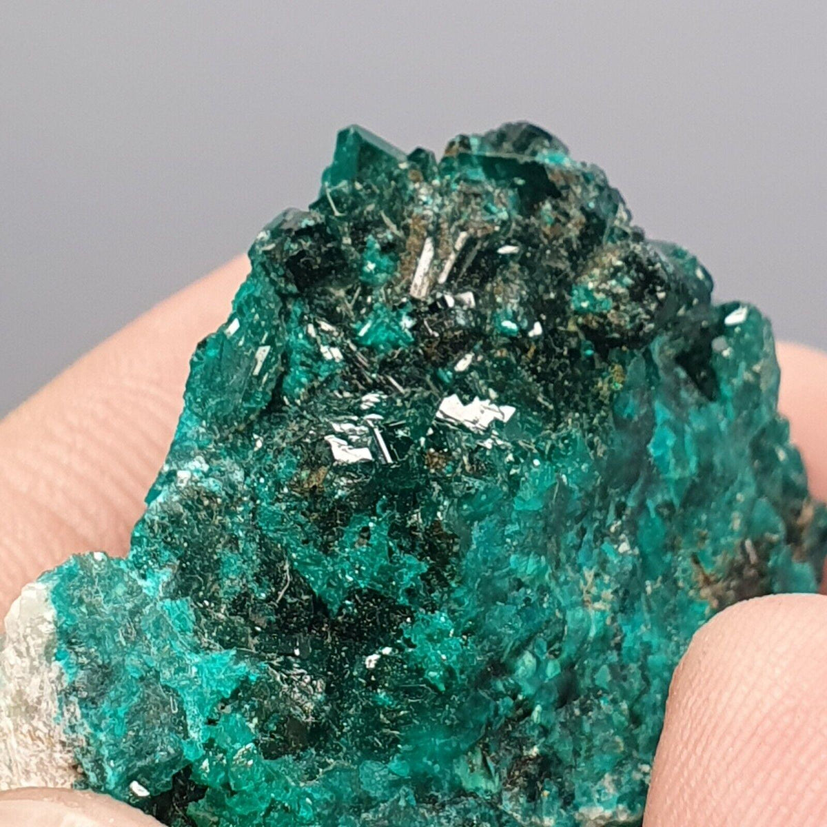 Green Dioptase Crystal Specimen: Congo Druzy Crystals, 140 Carats