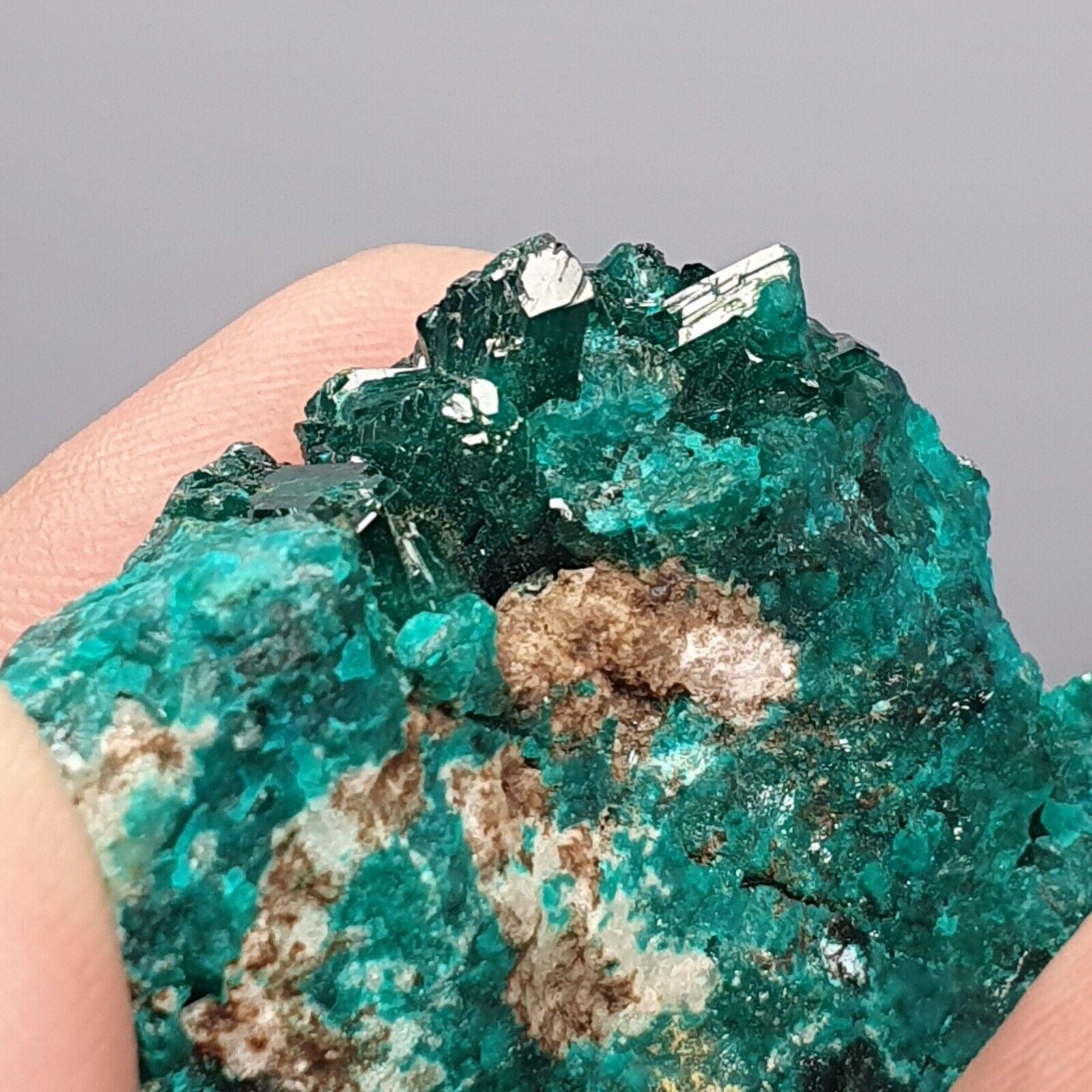 Green Dioptase Crystal Specimen: Congo Druzy Crystals, 140 Carats