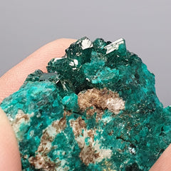 Green Dioptase Crystal Specimen: Congo Druzy Crystals, 140 Carats