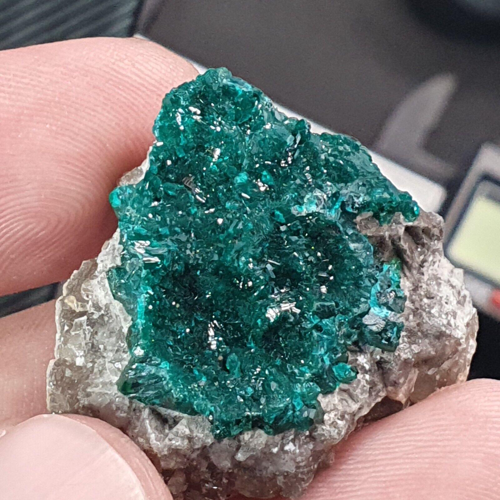 Green Dioptase Crystal Specimen: Congo Druzy Mineral, 65 Carats