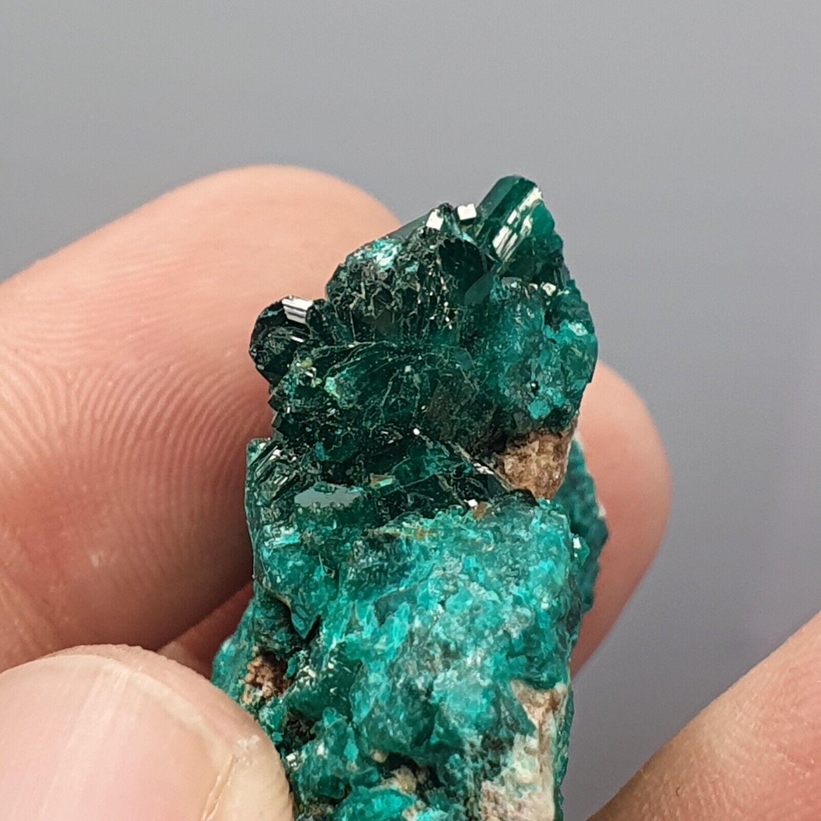 Green Dioptase Crystal Specimen: Congo Druzy Crystals, 140 Carats
