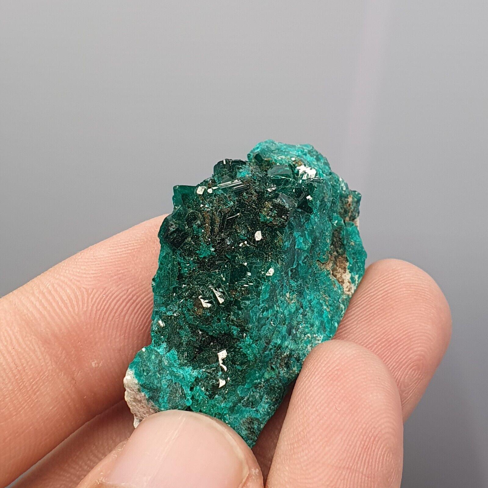 Green Dioptase Crystal Specimen: Congo Druzy Crystals, 140 Carats