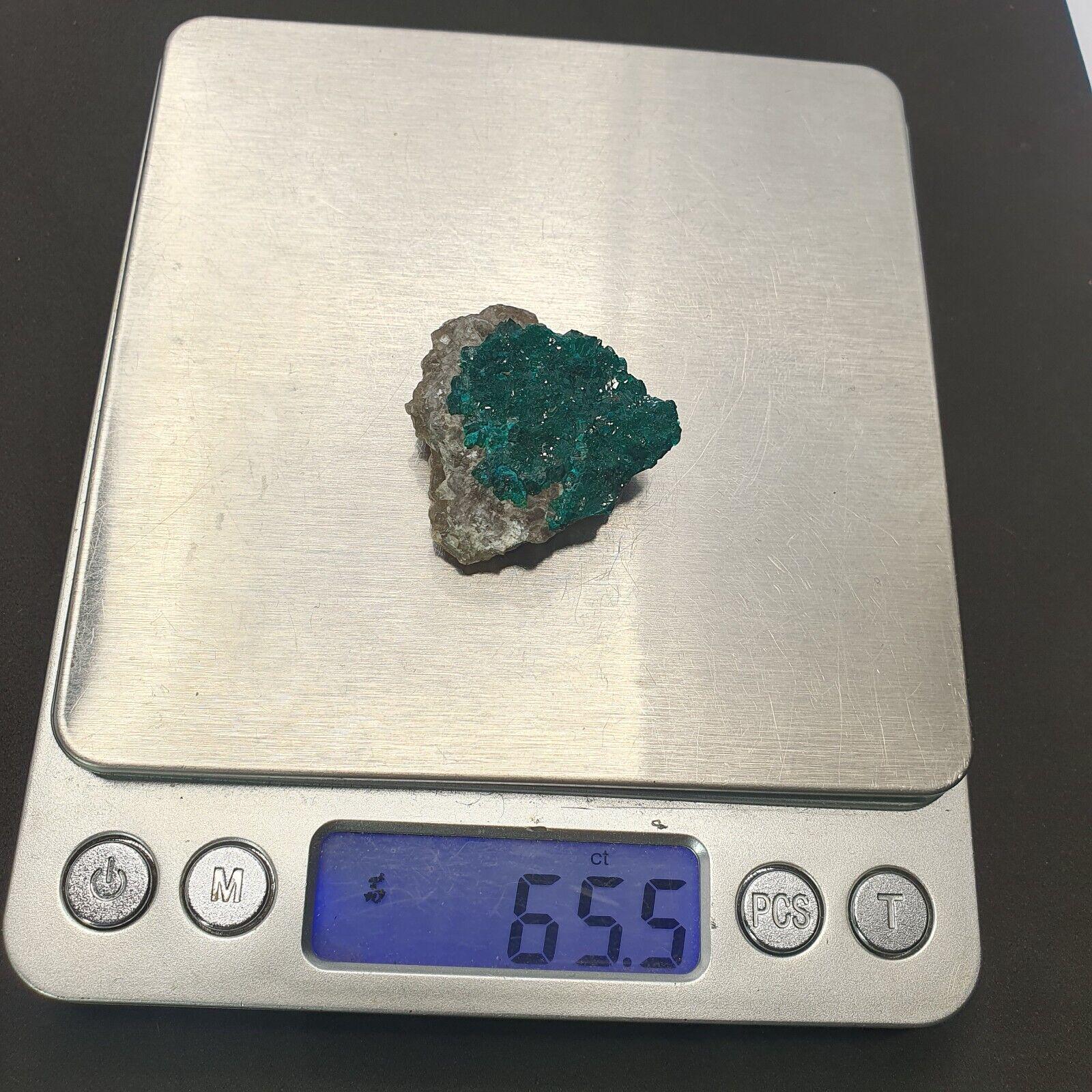 Green Dioptase Crystal Specimen: Congo Druzy Mineral, 65 Carats