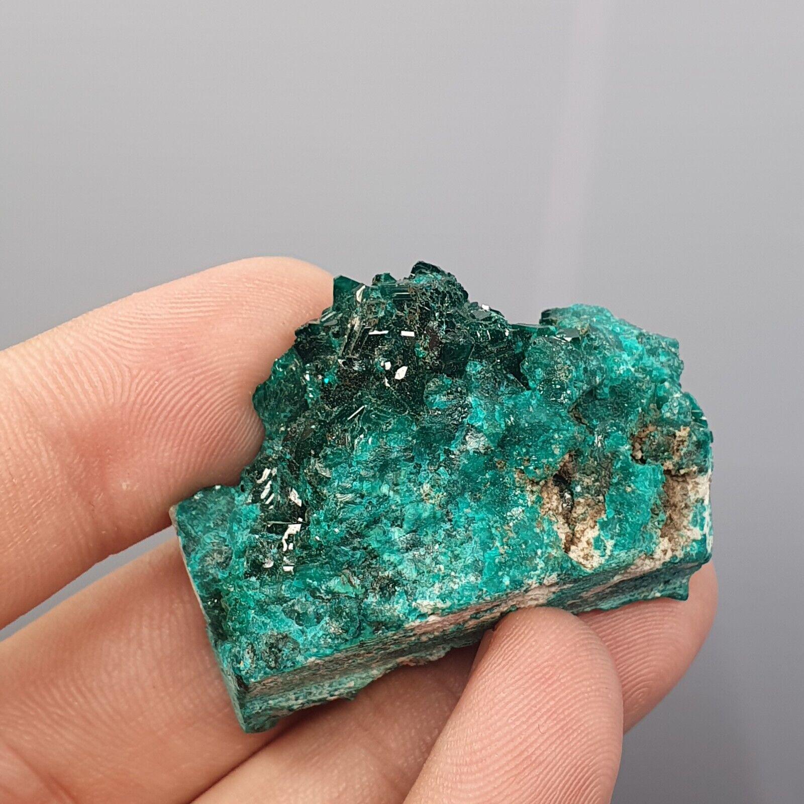 Green Dioptase Crystal Specimen: Congo Druzy Crystals, 140 Carats