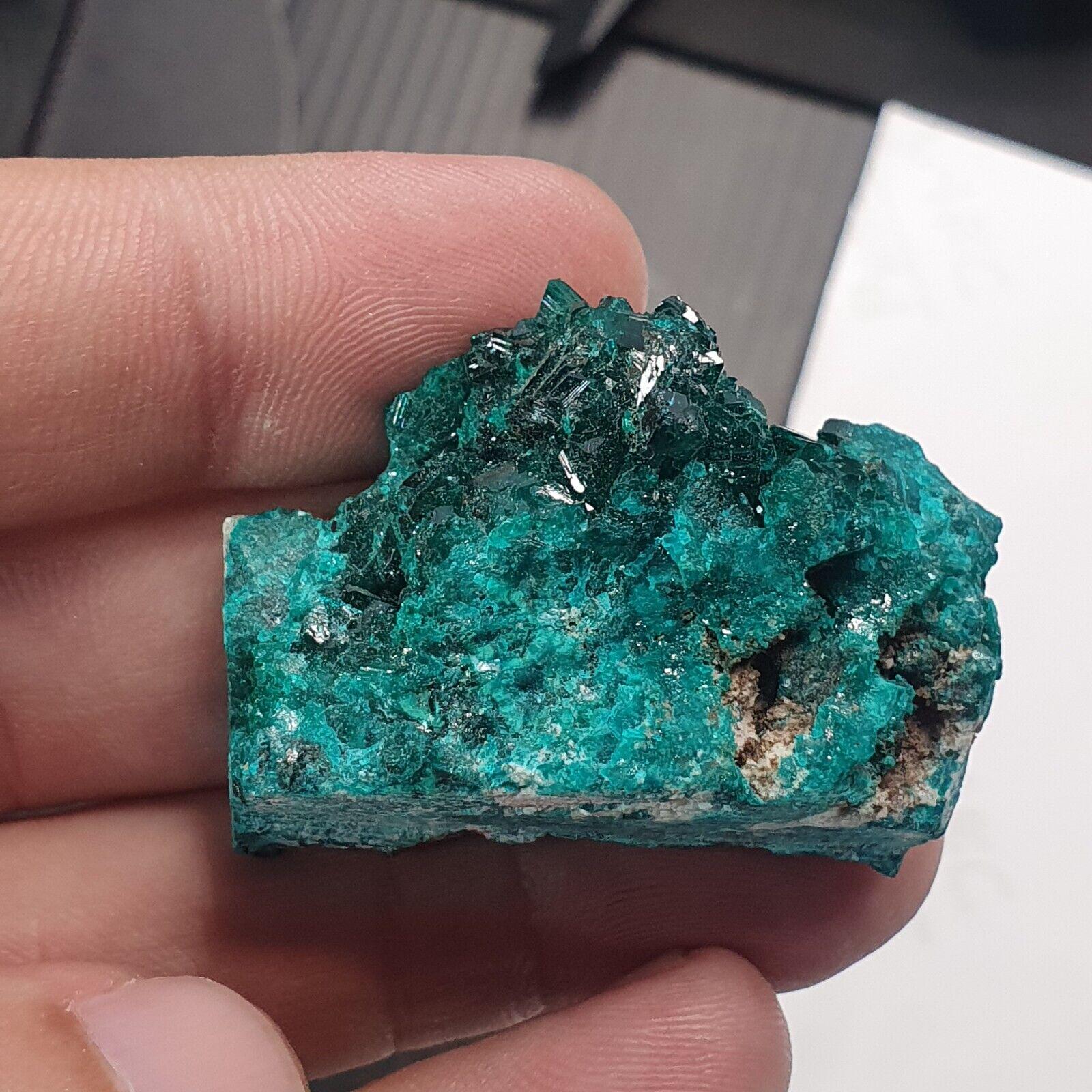 Green Dioptase Crystal Specimen: Congo Druzy Crystals, 140 Carats
