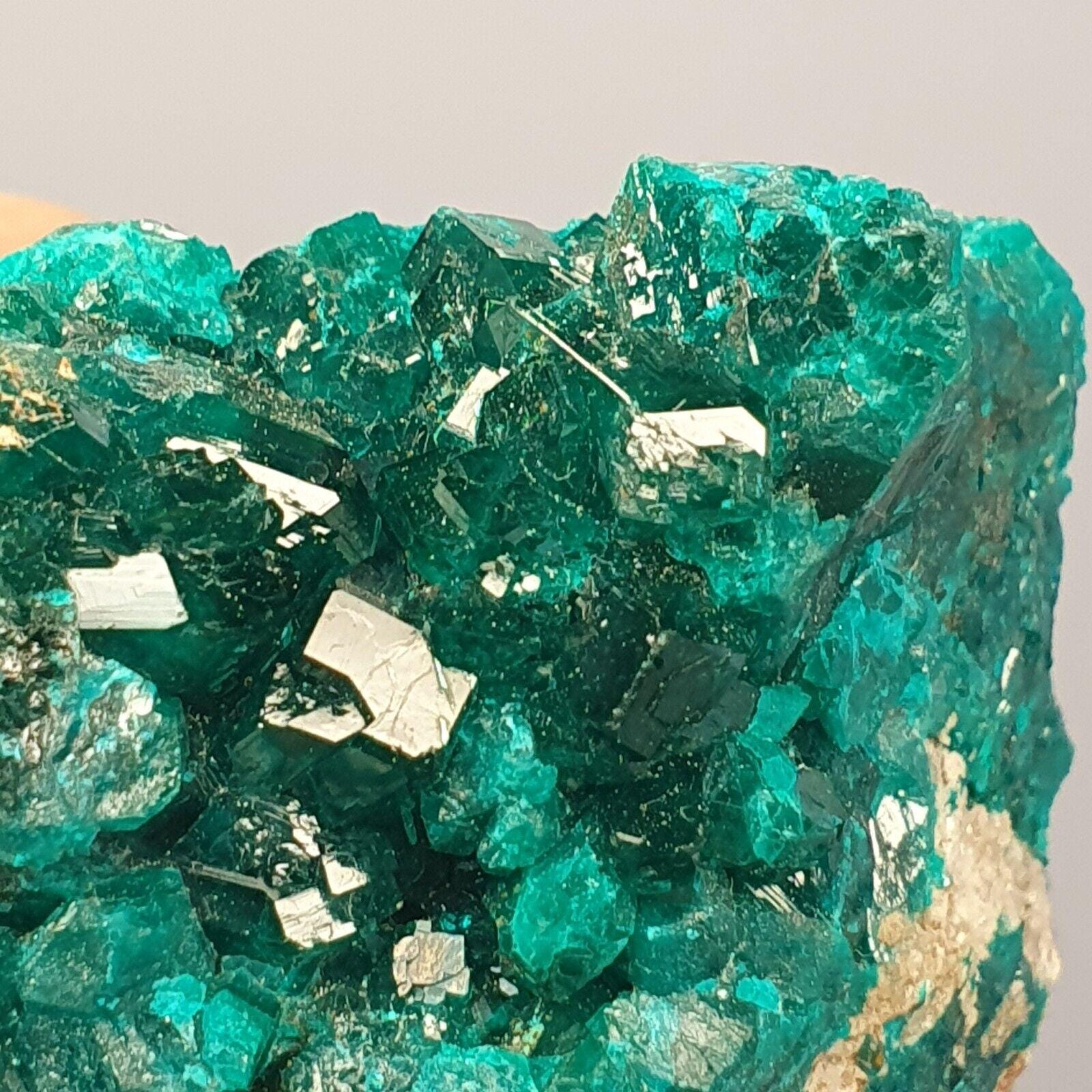 Green Dioptase Crystal Specimen: Congo Druzy Crystals (447 Carats)