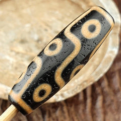 9 Eyes Dzi Bead Tibetan Agate Necklace – Unique Himalayan Indo Pattern, Spiritual Protection Jewelry