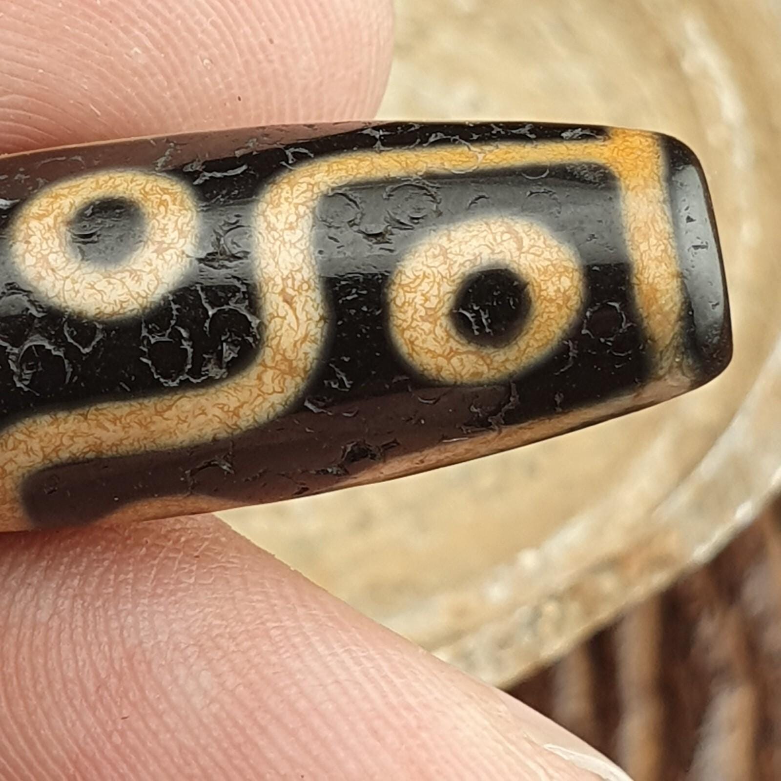 9 Eyes Dzi Bead Tibetan Agate Necklace – Unique Himalayan Indo Pattern, Spiritual Protection Jewelry