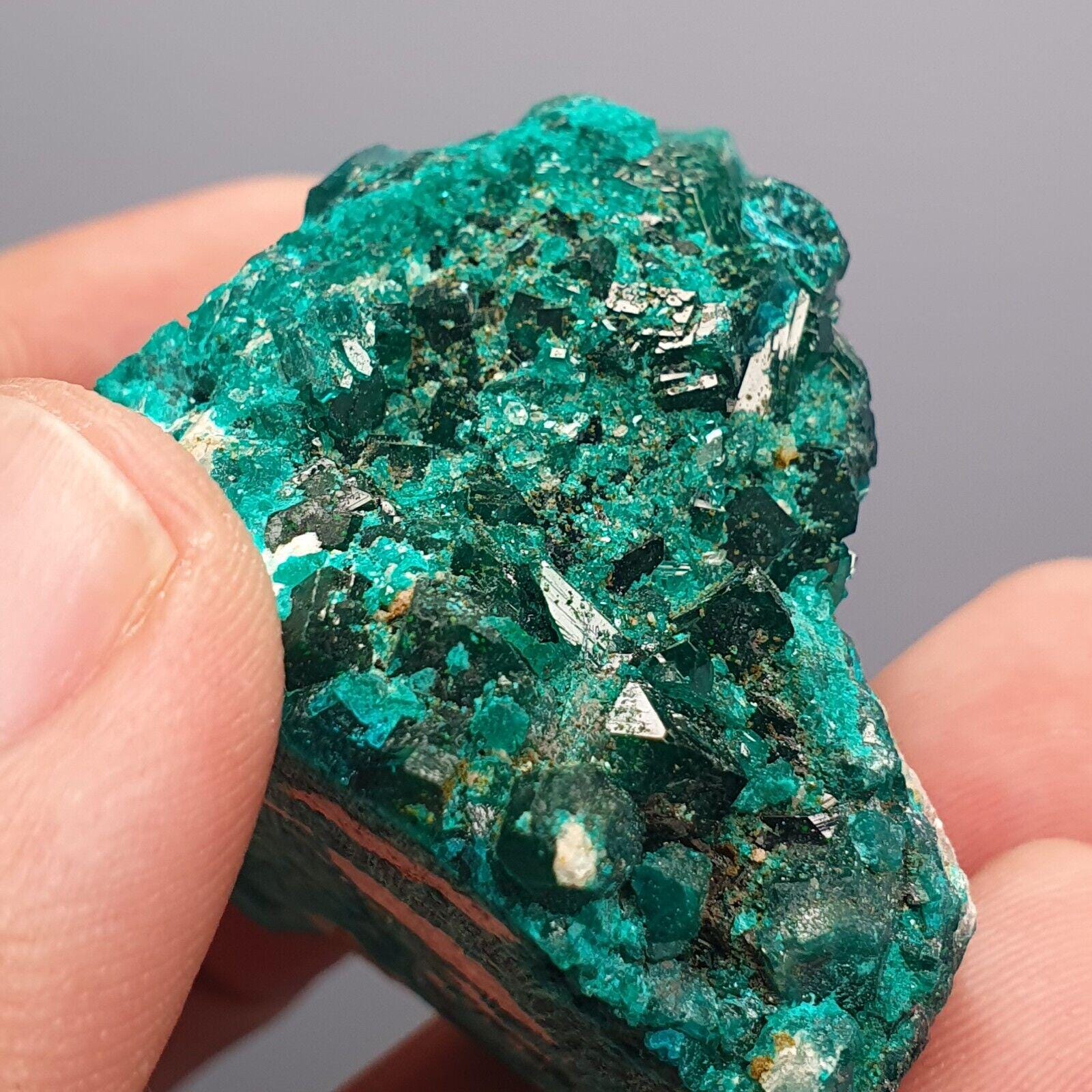 Green Dioptase Crystal Specimen: Congo Druzy Crystals (447 Carats)