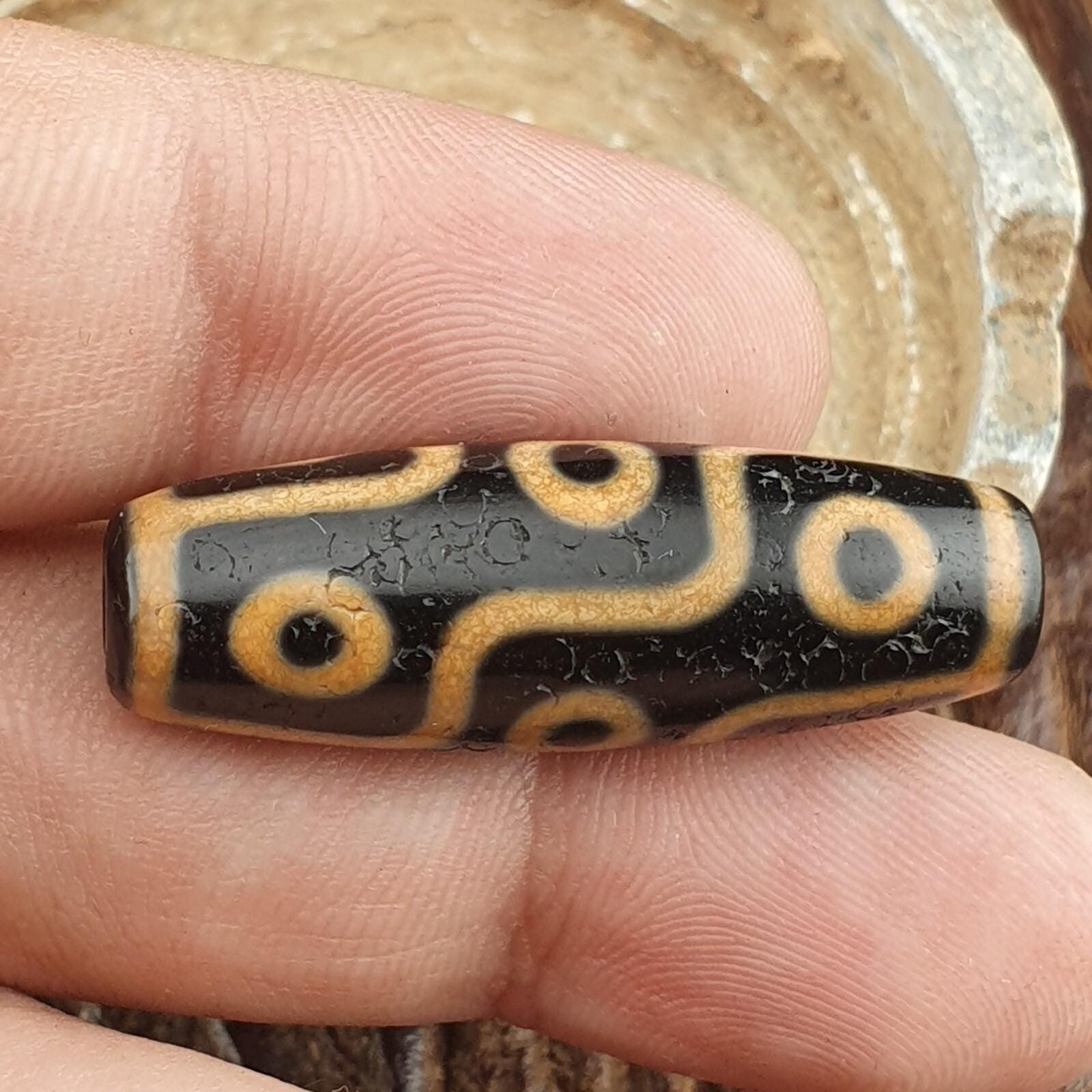 9 Eyes Dzi Bead Tibetan Agate Necklace – Unique Himalayan Indo Pattern, Spiritual Protection Jewelry