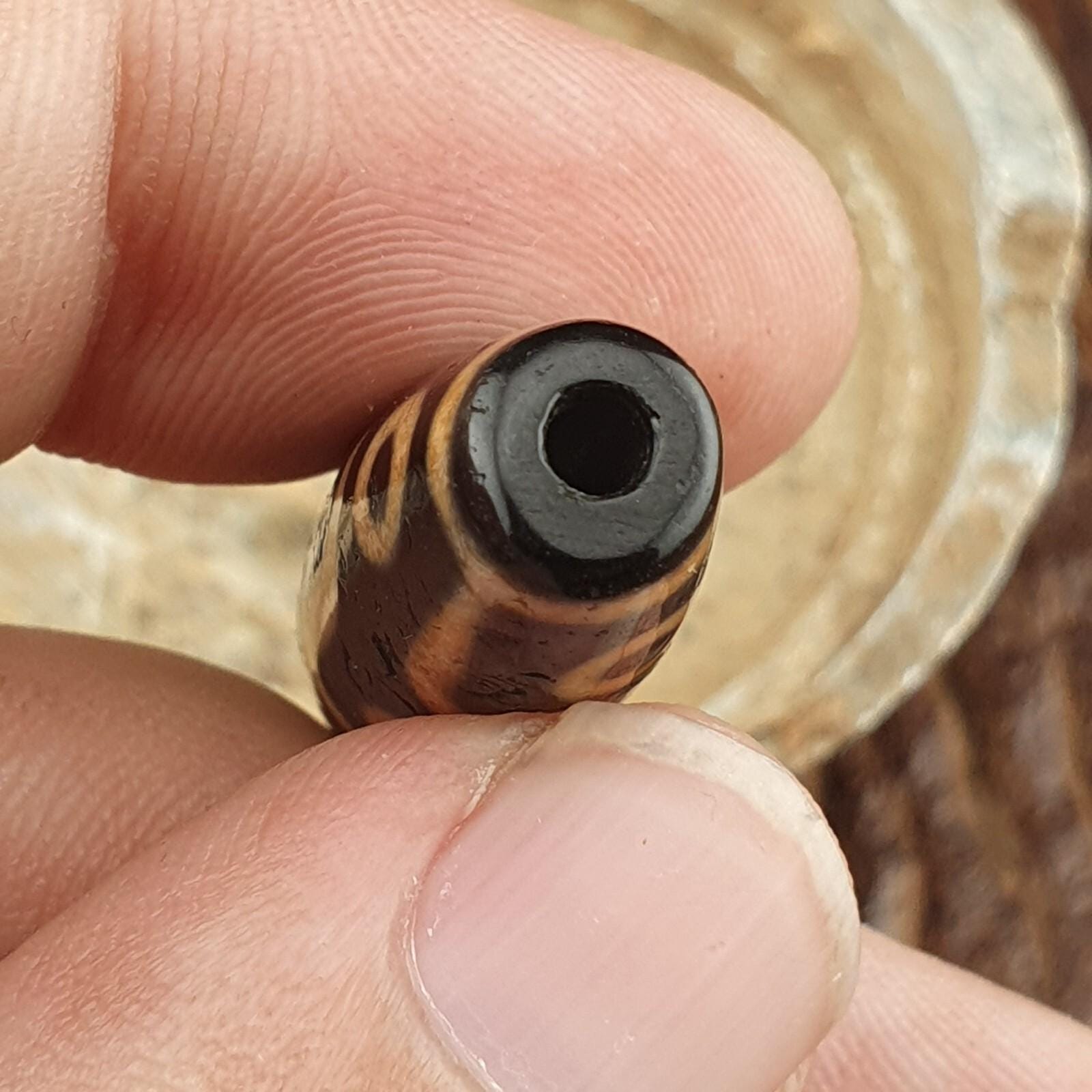 9 Eyes Dzi Bead Tibetan Agate Necklace – Unique Himalayan Indo Pattern, Spiritual Protection Jewelry