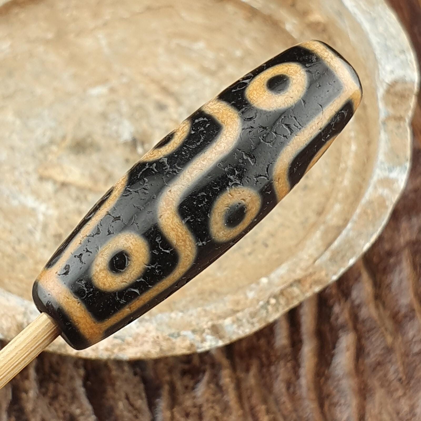 9 Eyes Dzi Bead Tibetan Agate Necklace – Unique Himalayan Indo Pattern, Spiritual Protection Jewelry