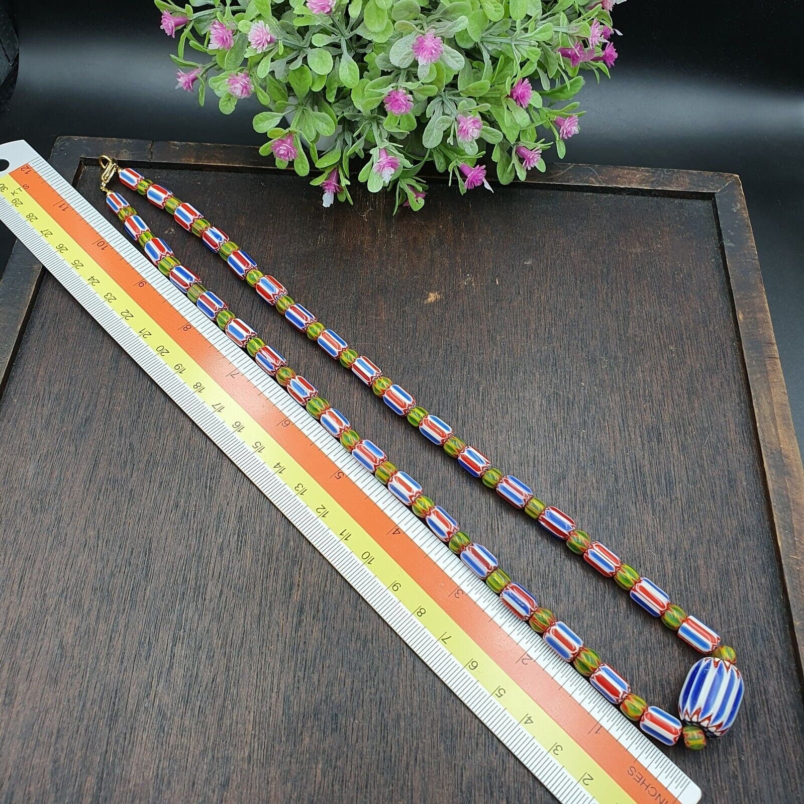 Ych-15 venetian inspired chevron beads necklace