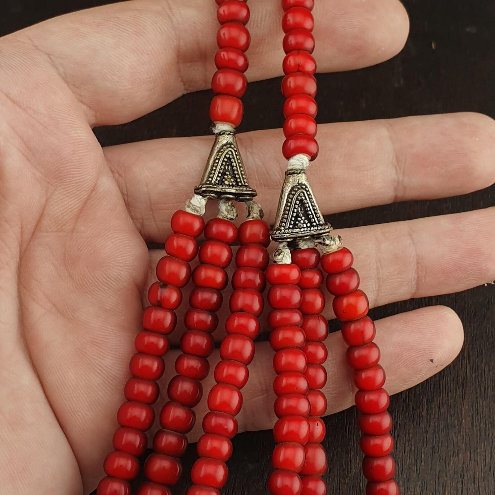 7 mm antique venetian white heart trade beads multi strands necklace