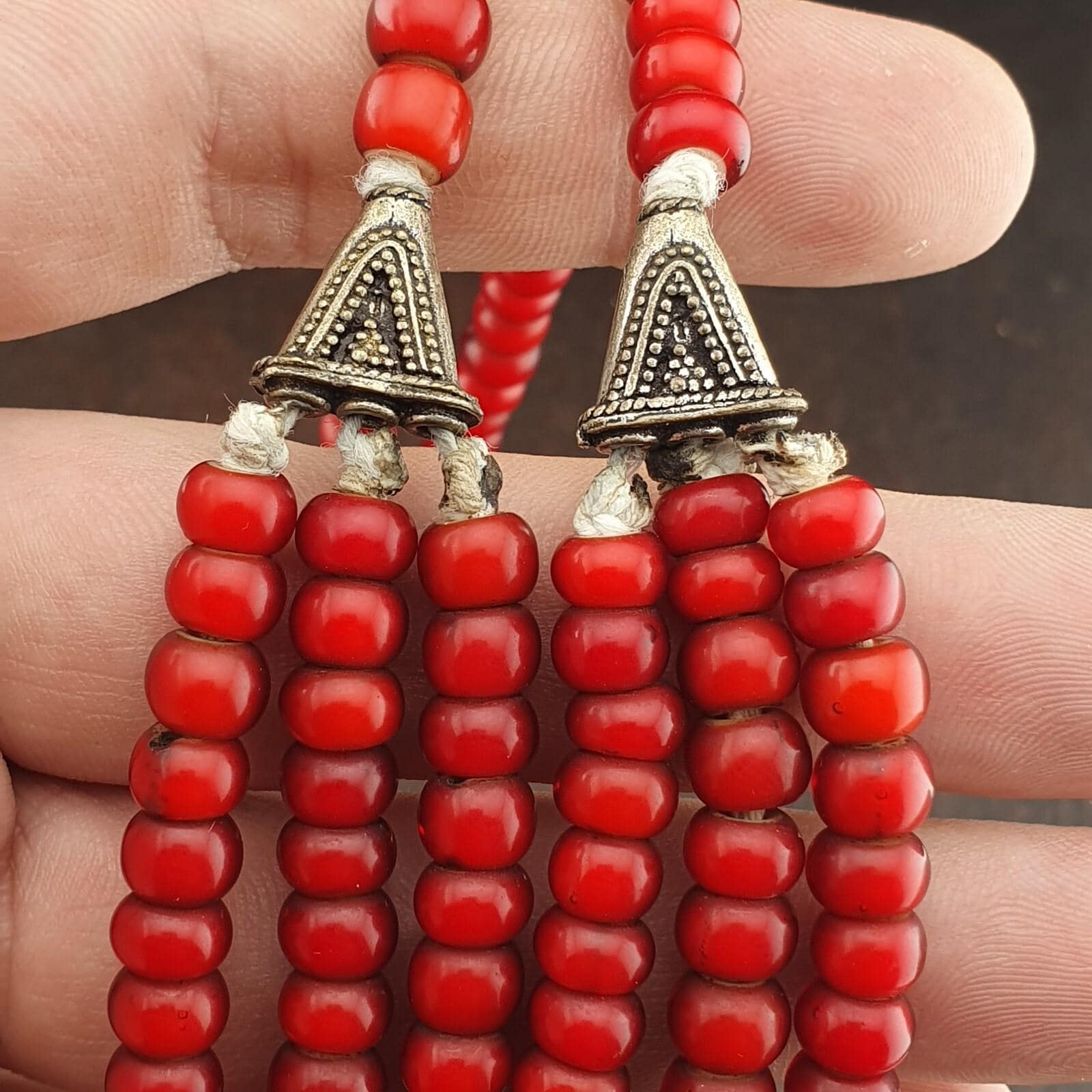 7 mm antique venetian white heart trade beads multi strands necklace