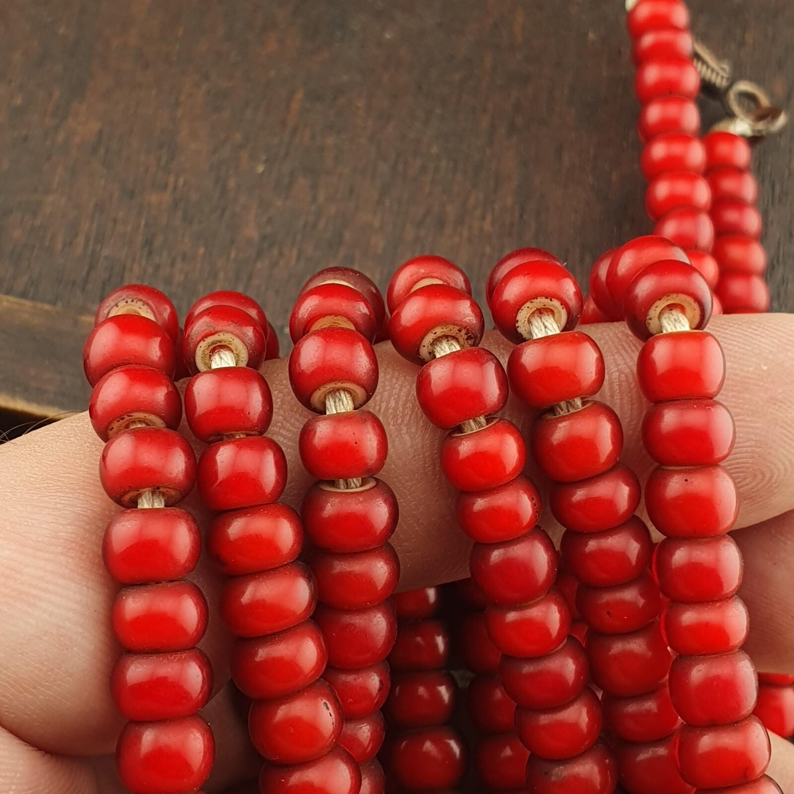 7 mm antique venetian white heart trade beads multi strands necklace