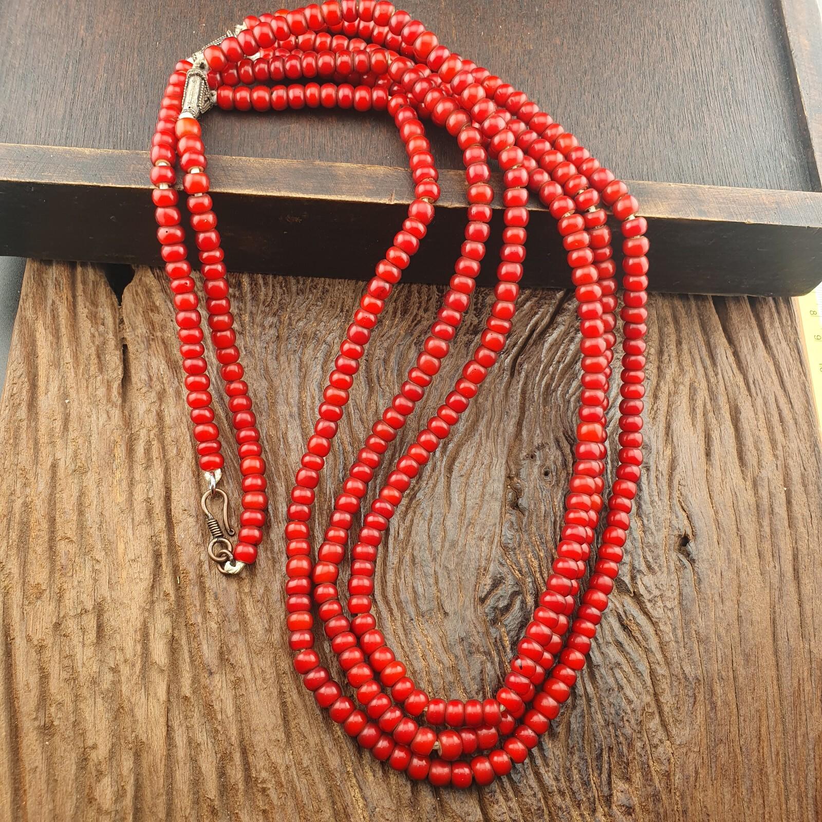 7 mm antique venetian white heart trade beads multi strands necklace