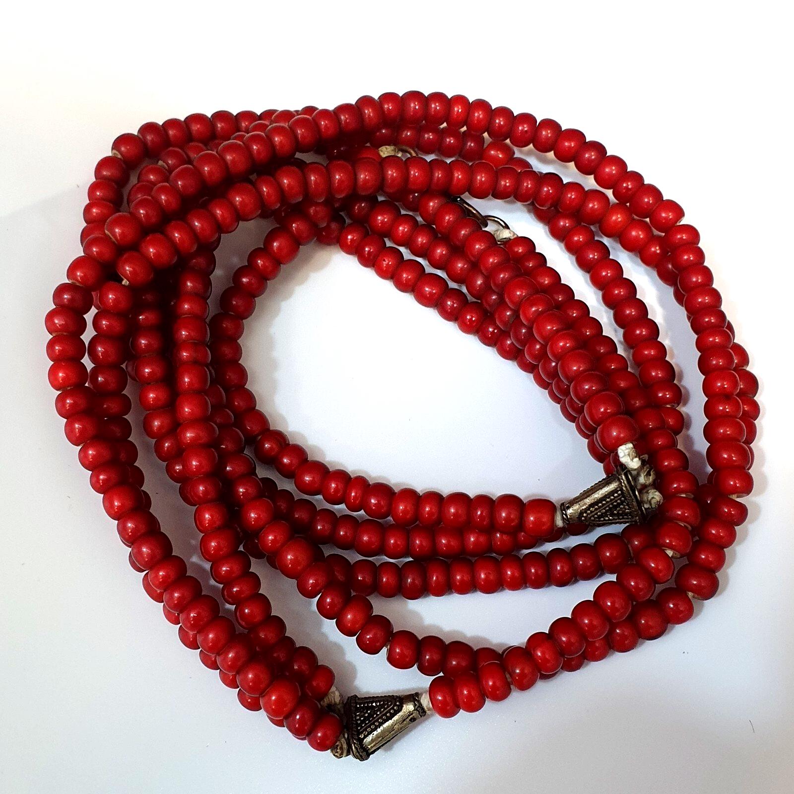 7 mm antique venetian white heart trade beads multi strands necklace