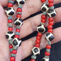 Antique Tibetan Quartz Pendant Necklace: Agate & Turquoise Beads