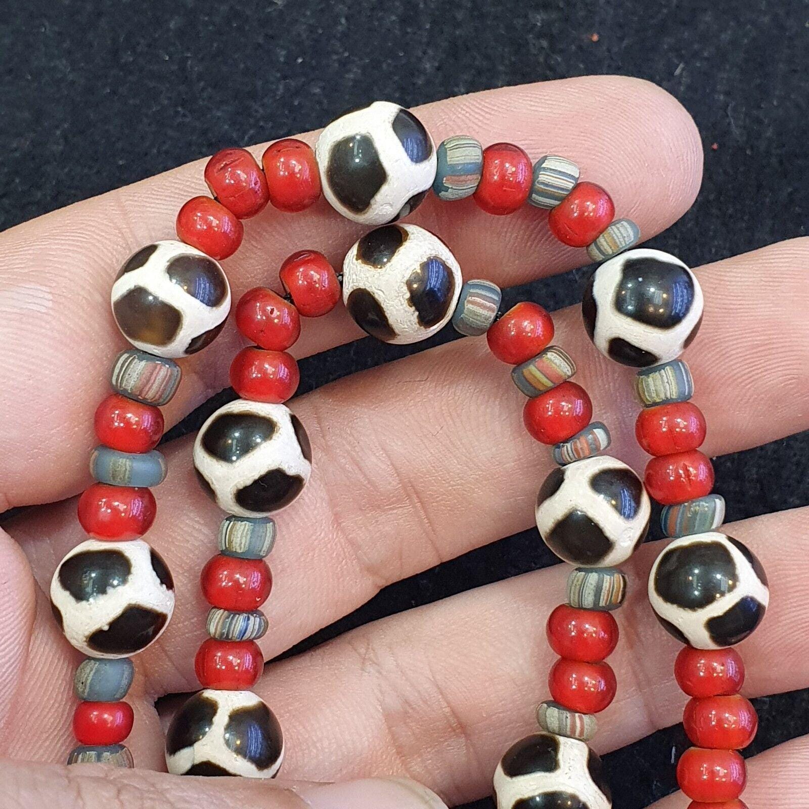 Antique Tibetan Quartz Pendant Necklace: Agate & Turquoise Beads